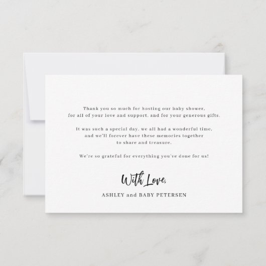 ミニマシンプルリストカスタムフォトベビーシャワー サンキューカード (裏面)