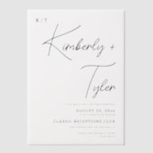 ミニマシンプルリストタイポグラフィカジュアル結婚ズ ベラム紙招待状 (正面)