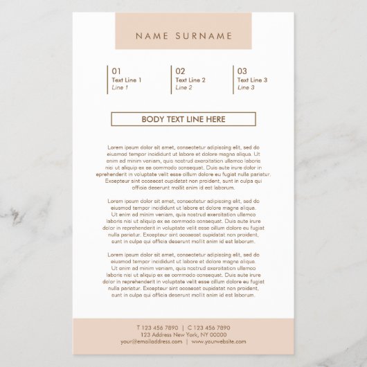 ミニマシンプルリストタイポグラフィパステルピーチ5.5x8.5 チラシ (正面)