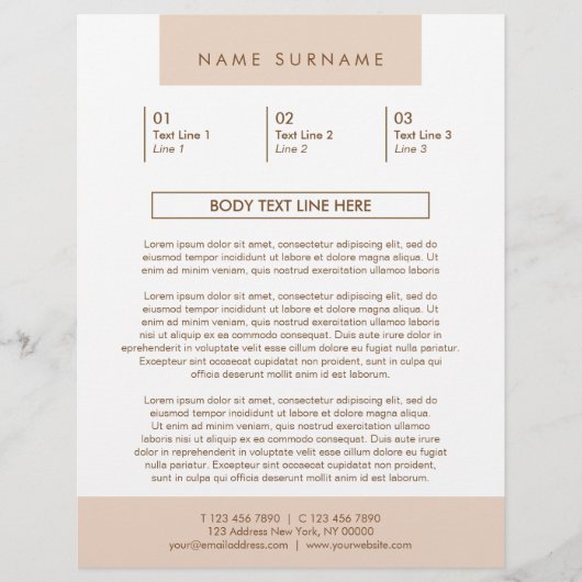 ミニマシンプルリストタイポグラフィパステルピーチ8.5x11 チラシ (正面)