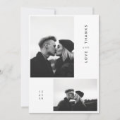 ミニマシンプルリストタイポグラフィブラック結婚フォト サンキューカード (正面)
