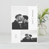 ミニマシンプルリストタイポグラフィブラック結婚フォト サンキューカード (スタンド正面)