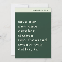 ミニマシンプルリストタイポグラフィレトロ日付を保存I 招待状