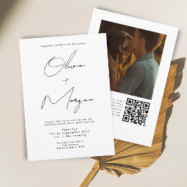 ミニマシンプルリストタイポグラフィ結婚の写真 招待状