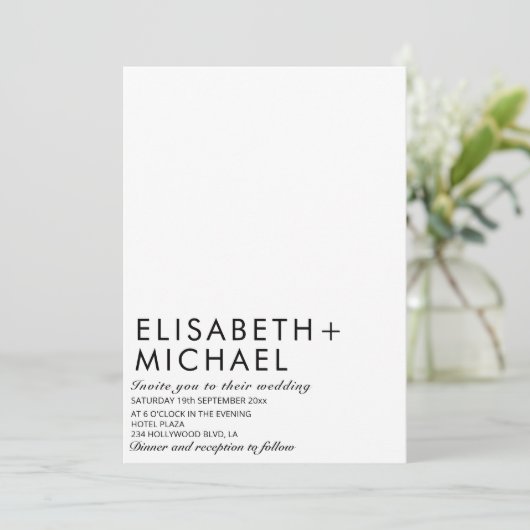 ミニマシンプルリストトレンディーエレガント白黒 招待状 (スタンド正面)