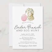 ミニマシンプルリストバニーピンク卵イースターブランチ 招待状 (正面)