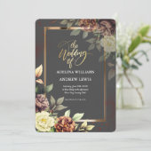 ミニマシンプルリストバラグレー、金ゴールドフレ結婚ーム 招待状 (スタンド正面)