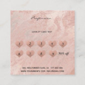 ミニマシンプルリストバラ金ゴールド大理石ハート ロイヤリティカード (裏面)