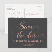 ミニマシンプルリストバラ金ゴールド書道ハート 案内ポストカード (正面/裏面)