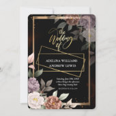 ミニマシンプルリストバラ、金ゴールドフレ結婚ーム 招待状 (正面)