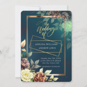 ミニマシンプルリストバラ、金ゴールドフレ結婚ーム 招待状 (正面)