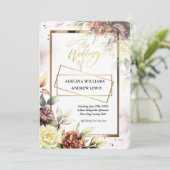 ミニマシンプルリストバラ、金ゴールドフレ結婚ーム 招待状 (スタンド正面)