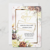 ミニマシンプルリストバラ、金ゴールドフレ結婚ーム 招待状 (正面)