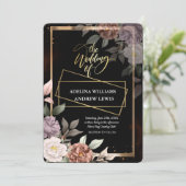 ミニマシンプルリストバラ、金ゴールドフレ結婚ーム 招待状 (スタンド正面)