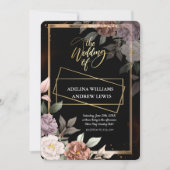 ミニマシンプルリストバラ、金ゴールドフレ結婚ーム 招待状 (正面)