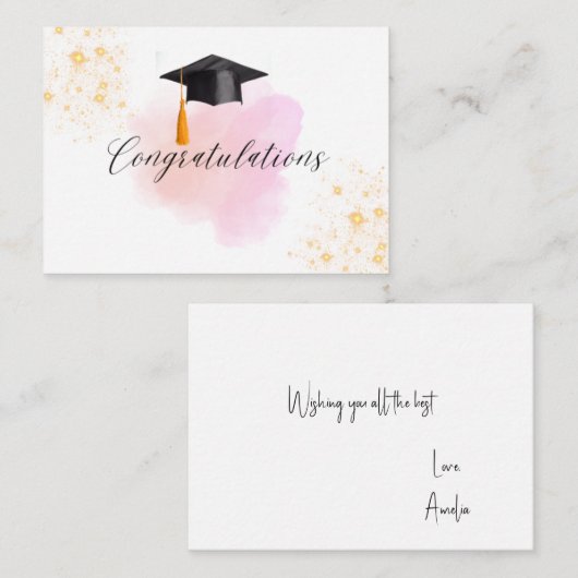 ミニマシンプルリストピンクの水の色の黄金の輝き ノートカード (正面/裏面)