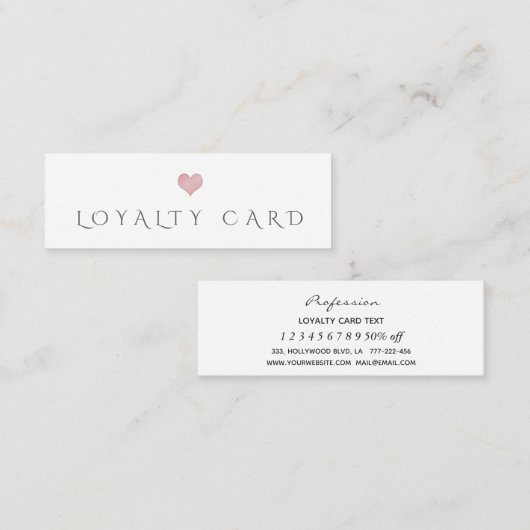 ミニマシンプルリストピンクハートロイヤリティカード ロイヤリティカード (正面/裏面)