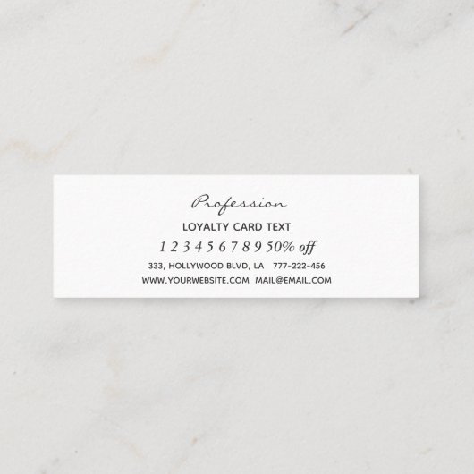 ミニマシンプルリストピンクハートロイヤリティカード ロイヤリティカード (裏面)