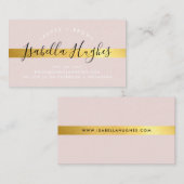 ミニマシンプルリストフェイク金ゴールドストライプ赤面ピンク 名刺 (正面/裏面)