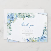 ミニマシンプルリストフローラダスティブルー銀色フレーム サンキューカード (正面)