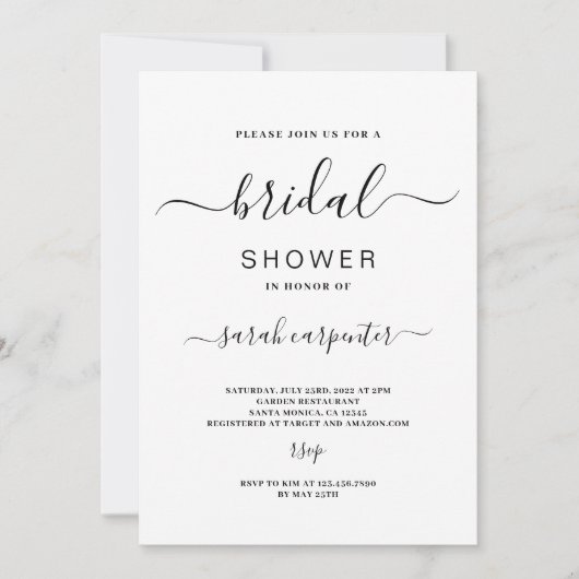 ミニマシンプルリストブライダルシャワーの招待 招待状 (正面)