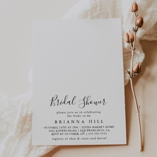 ミニマシンプルリストブライダルシャワー 招待状