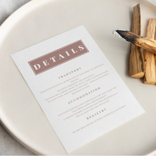 ミニマシンプルリストブラウンエレガント詳細 エンクロージャーカード