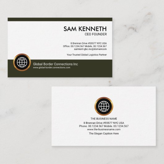 ミニマシンプルリストブラウンボックス起業家CEO 名刺 (正面/裏面)