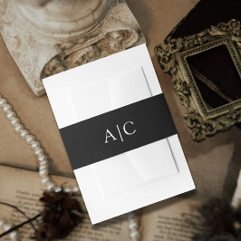 ミニマシンプルリストブラックモノグラム結婚ズ 招待状ベリーバンド