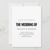 ミニマシンプルリストブラック&ホワイト結婚式招待状 セーブザデート (正面)