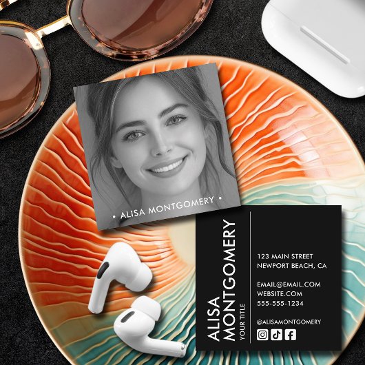 ミニマシンプルリストプロフェッショナル写真 スクエア名刺