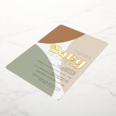 ミニマシンプルリストボーホアーストーンベビーシャワーフォイル 箔招待状 (回転した状態)