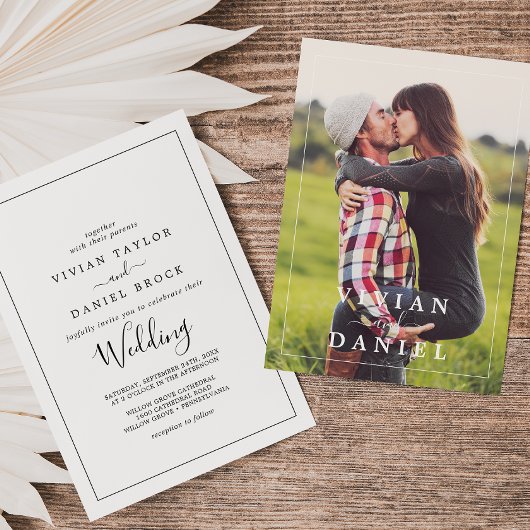 ミニマシンプルリストモダンの素朴Boho写真結婚s 招待状