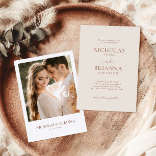 ミニマシンプルリストモダンの結婚写真 招待状
