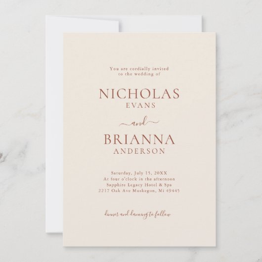 ミニマシンプルリストモダンの結婚写真 招待状 (正面)