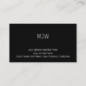 ミニマシンプルリストモダンプロフェッショナルプレーンブラック 名刺 (裏面)