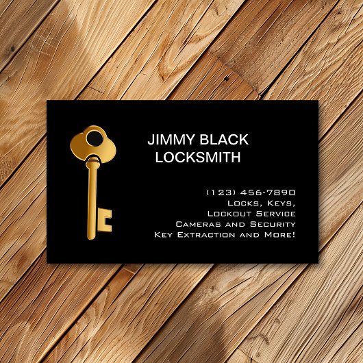 ミニマシンプルリストモダンロックスミス金ゴールド鍵 名刺