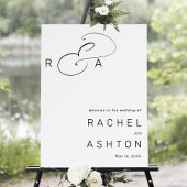 ミニマシンプルリストモノグラム結婚の歓迎サイン ポスター