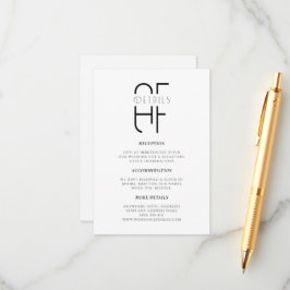 ミニマシンプルリストモノグラモダンム白結婚の エンクロージャーカード