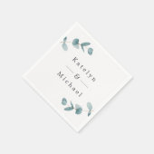 ミニマシンプルリストユーカリプトゥスフレ結婚ーム スタンダードカクテルナプキン (角)