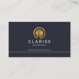 ミニマシンプルリストライン縁ど金ゴールドカトレリーシェフ 名刺