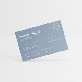 ミニマシンプルリストリーフダスティブルーモノグラム 出欠カード