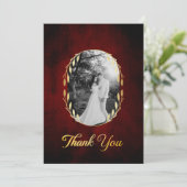 ミニマシンプルリストヴィンテージ旧紙&フォト結婚ズ サンキューカード (スタンド正面)