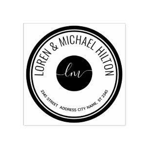 ミニマシンプルリスト円モノグラムタイポグラフィ ラバースタンプ