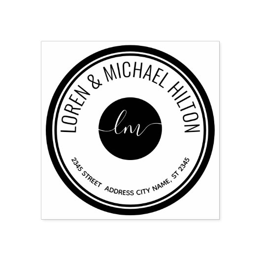 ミニマシンプルリスト円モノグラムタイポグラフィ ラバースタンプ (インプリント)