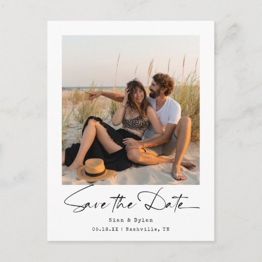 ミニマシンプルリスト写真の保存日付 案内ポストカード (正面)