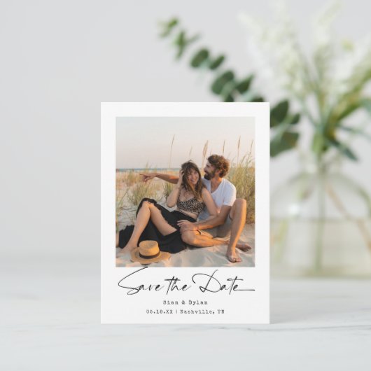 ミニマシンプルリスト写真の保存日付 案内ポストカード (スタンド正面)