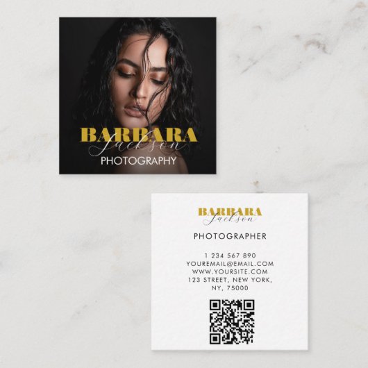 ミニマシンプルリスト写真家 スクエア名刺 (正面/裏面)