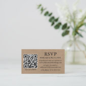 ミニマシンプルリスト写真Kraftの結婚QR RSVP エンクロージャーカード (スタンド正面)