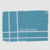 ミニマシンプルリスト名前をカスタムする海ブルー ゴルフタオル (横)
